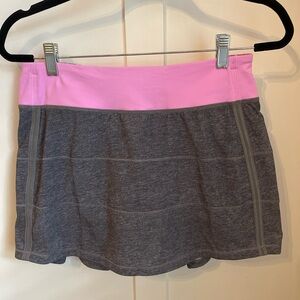 Lululemon Pace Rival Skirt II Grey Deep Coal Vintage Pink Run Stretch 6 Tall